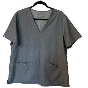 FIGS Women’s Graphite Short Sleeve V-Neck Casma Three Pocket Scrub Top Sz XL GUC
